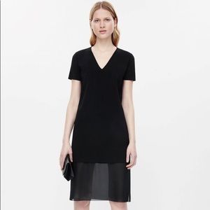 Black V-neck dress with chiffon bottom